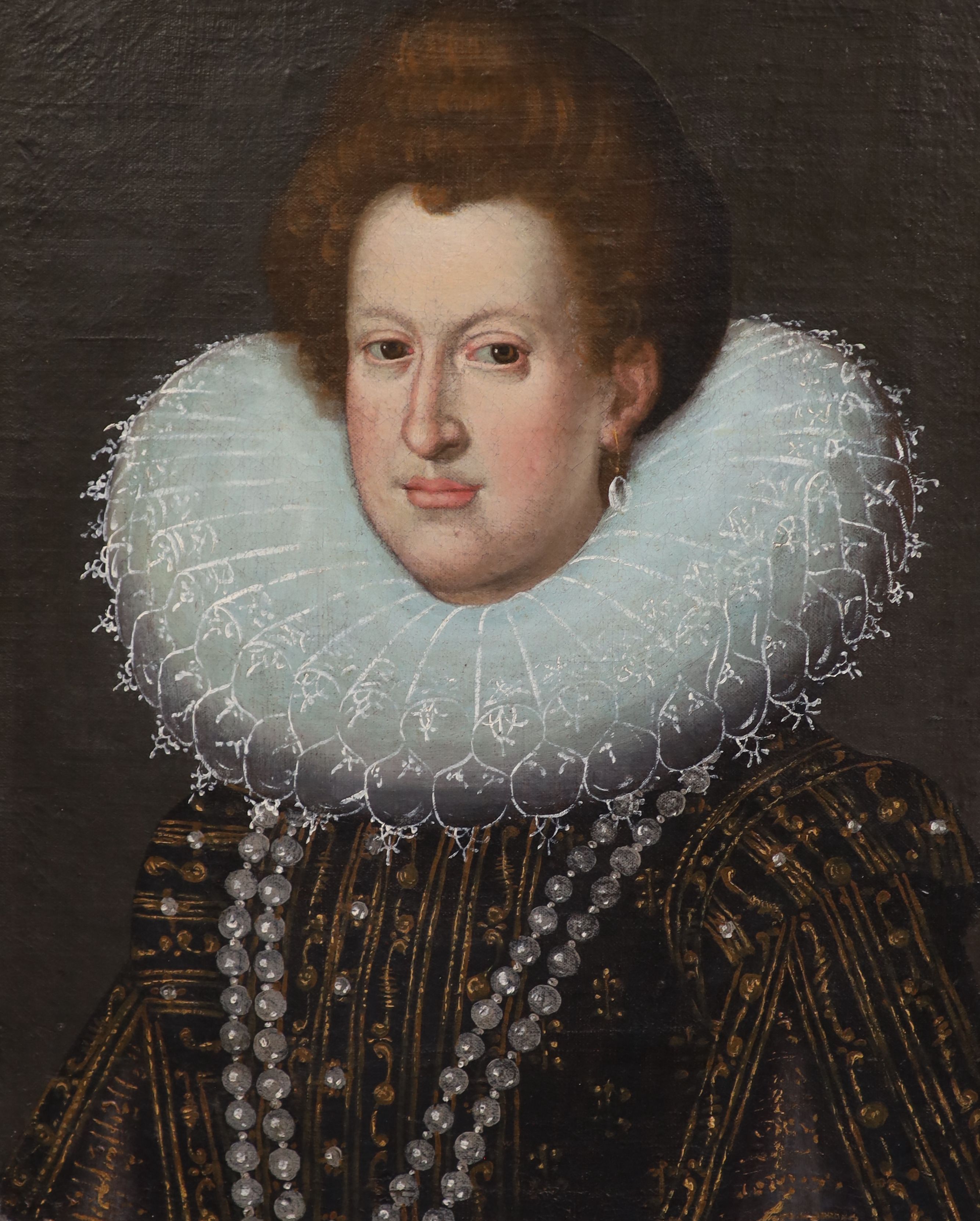 Circle of Frans Pourbus II (1569-1622), Portrait of Maria de Medici, oil on canvas, 61.5 x 47.5cm